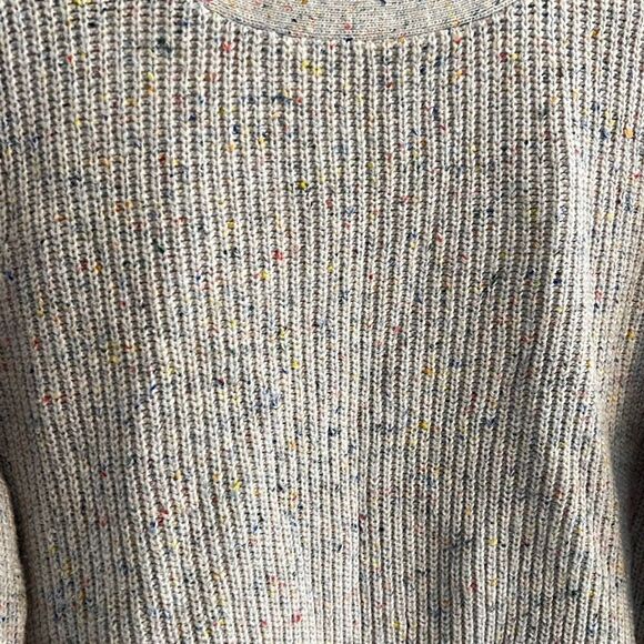 American Eagle Sweater Womens L Tan Multi Color Fleck Keyhole Pullover Wool Soft - Picture 2 of 8